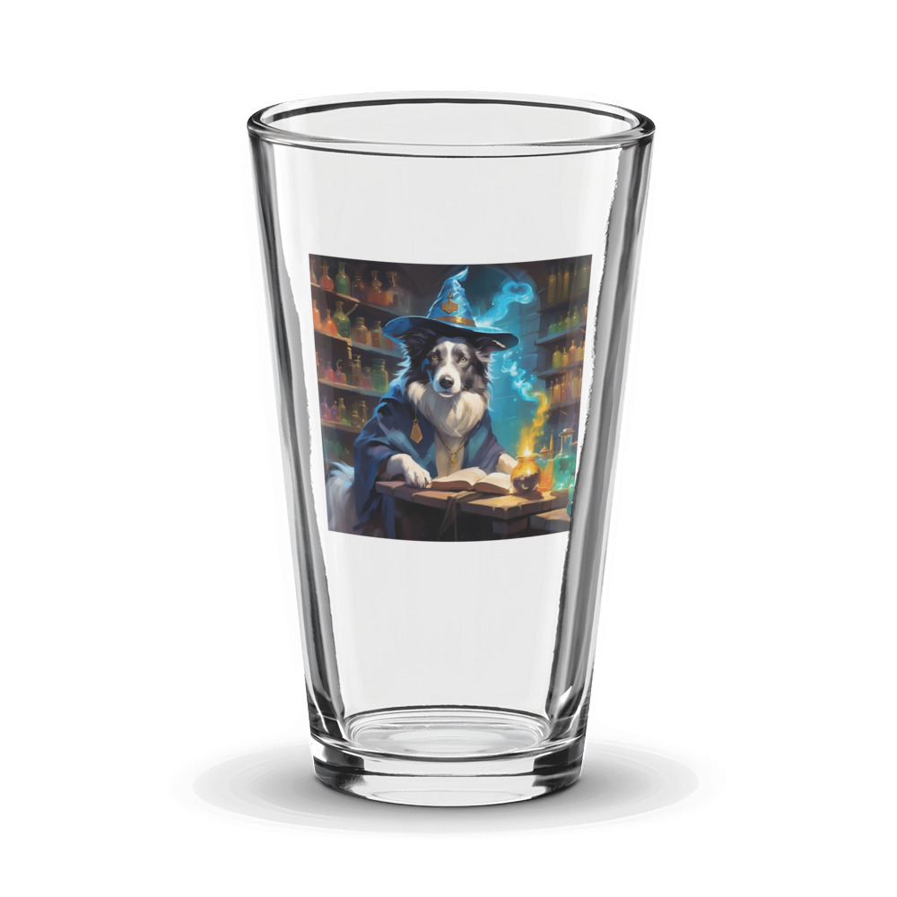 PugMug Custom Blue Merle Border Collie Glass Tumbler