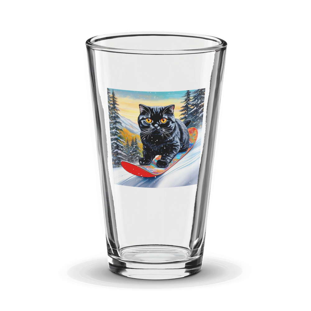 PugMug Custom Black Scottish Fold Cat Glass Tumbler