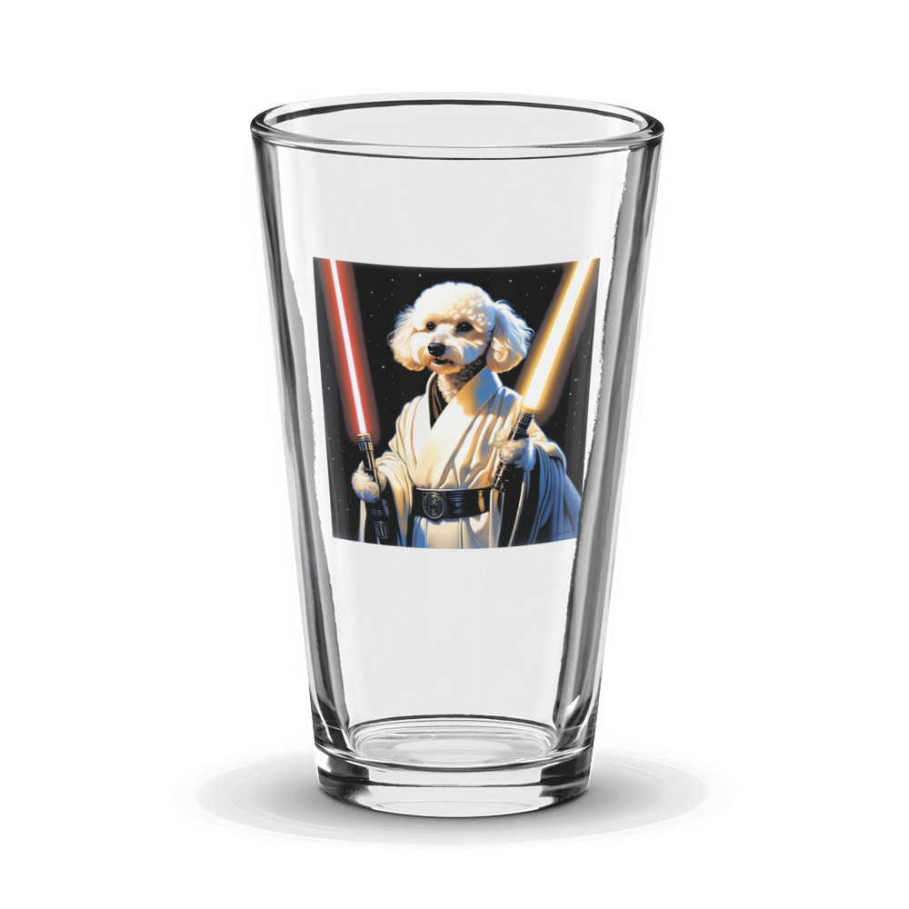 PugMug Custom White Poodle Glass Tumbler