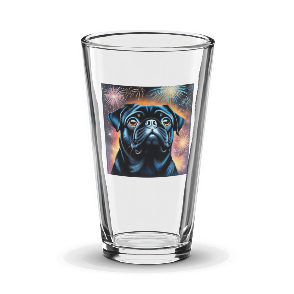 PugMug Custom Black Pug Glass Tumbler