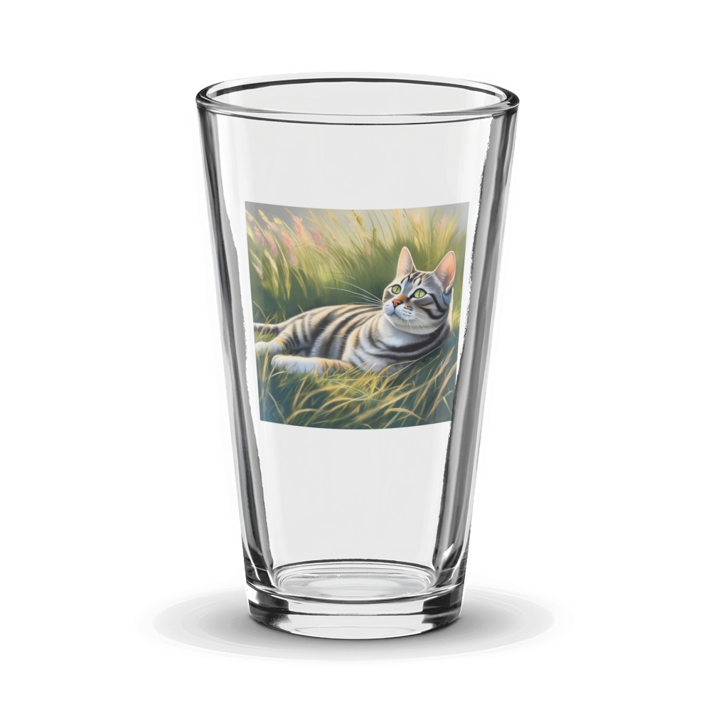 PugMug Custom Tabby American Shorthair Cat Glass Tumbler