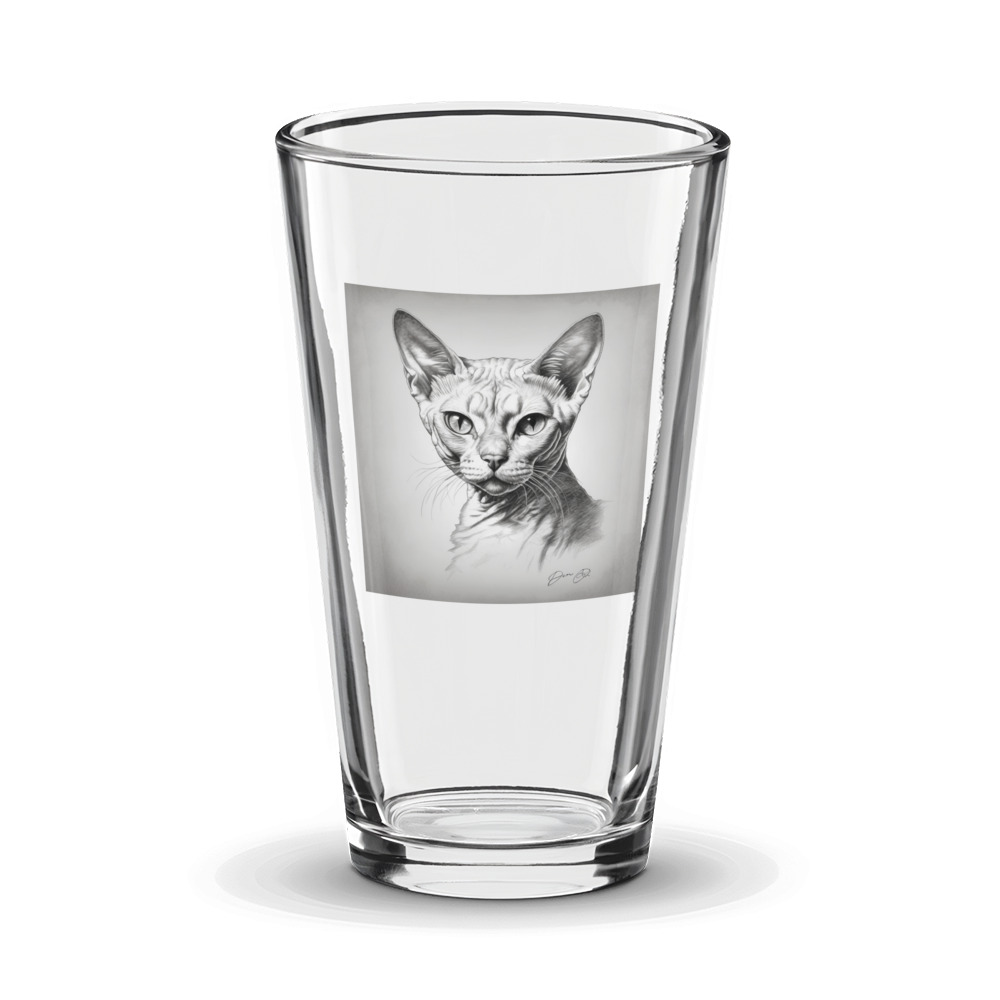 PugMug Custom White Devon Rex Cat Glass Tumbler