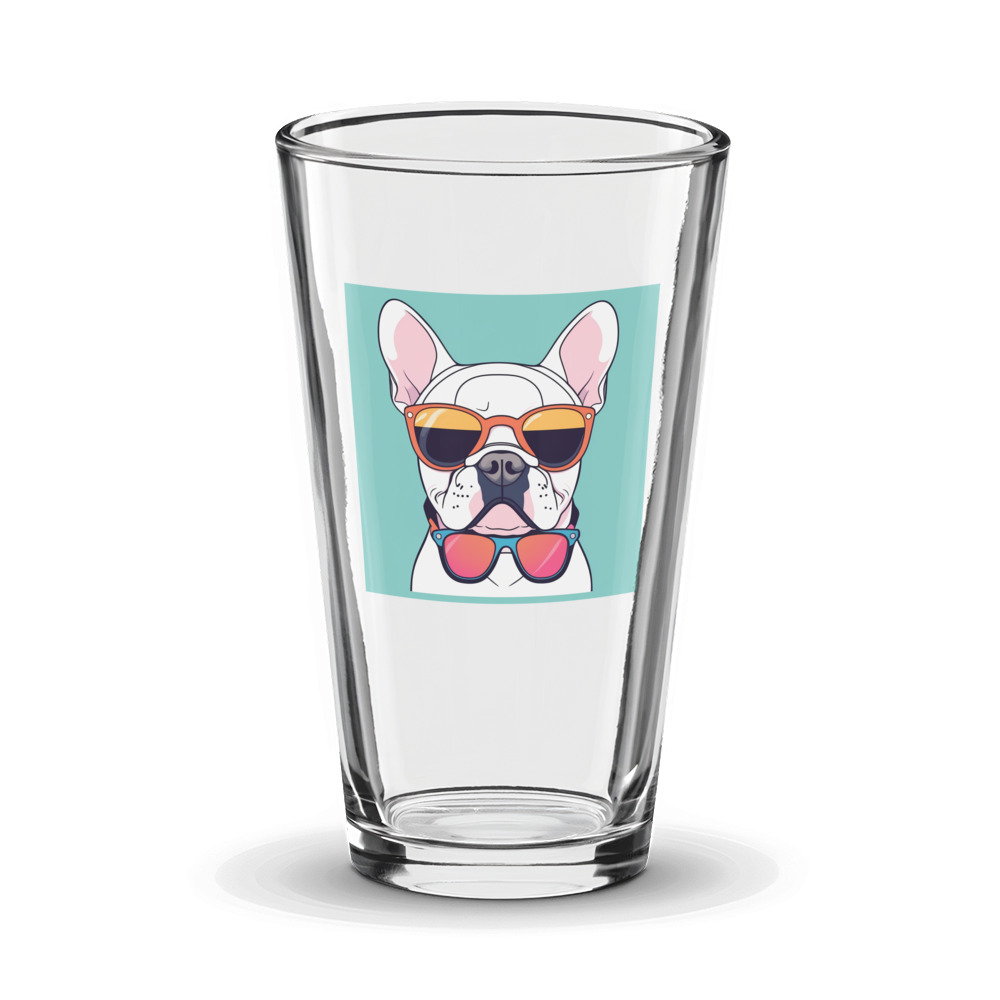 PugMug Custom White French Bulldog Glass Tumbler