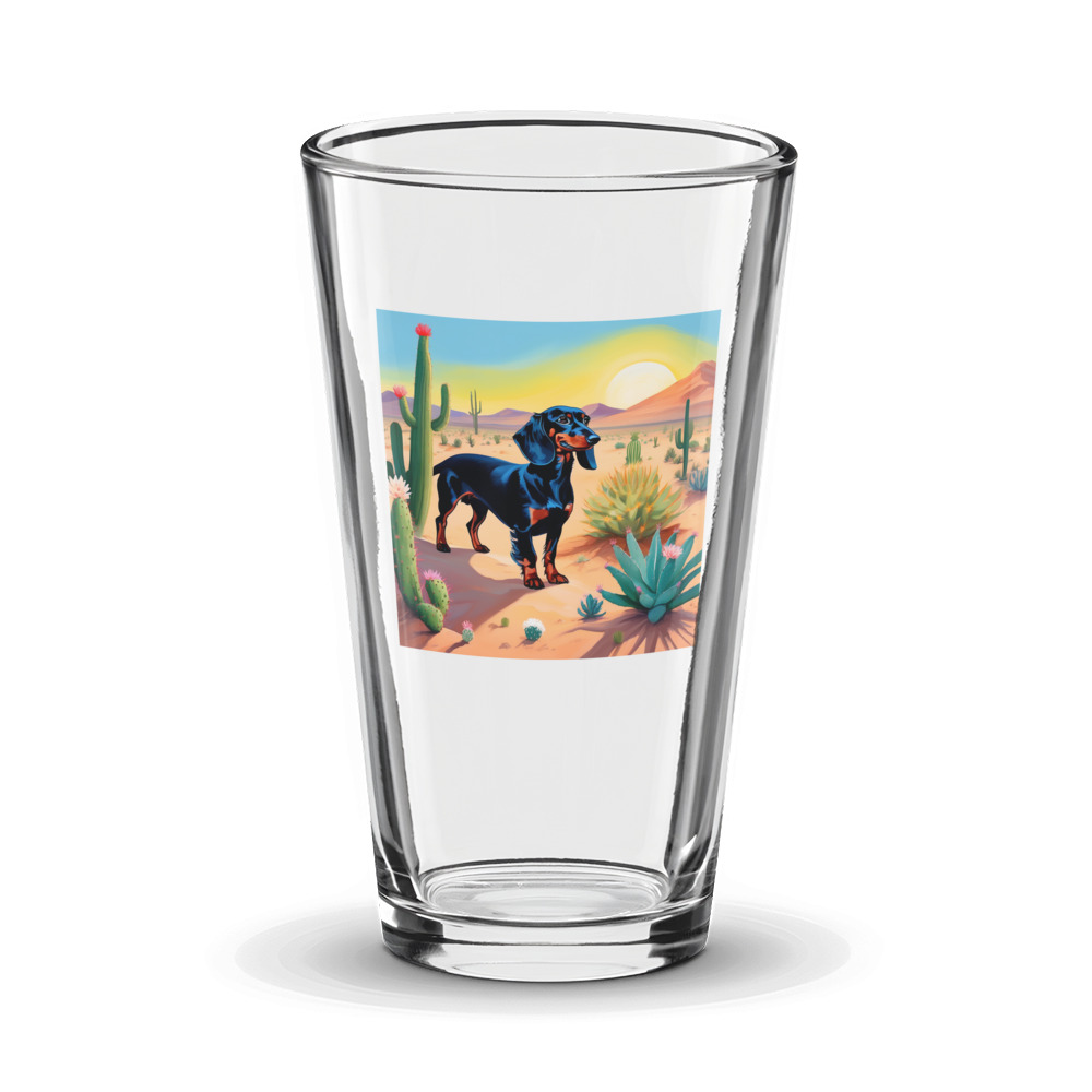 PugMug Custom Black Dachshund Glass Tumbler