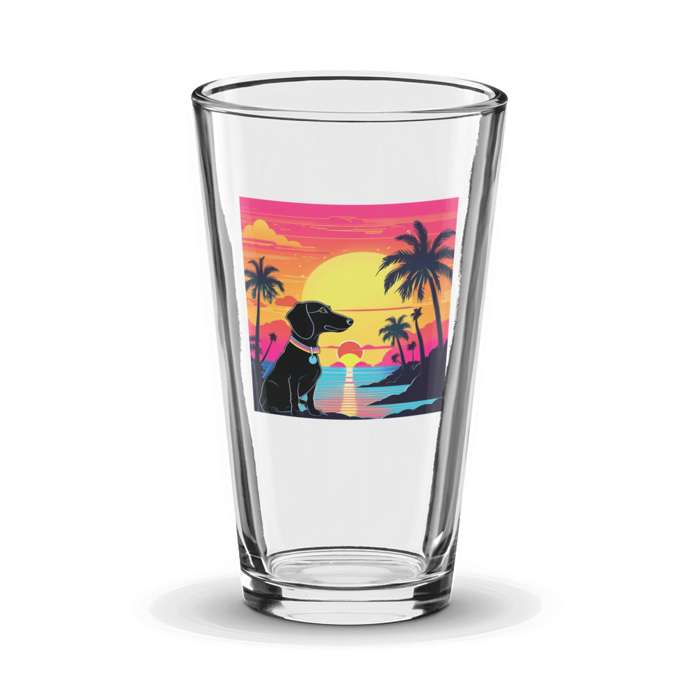PugMug Custom Black Dachshund Glass Tumbler
