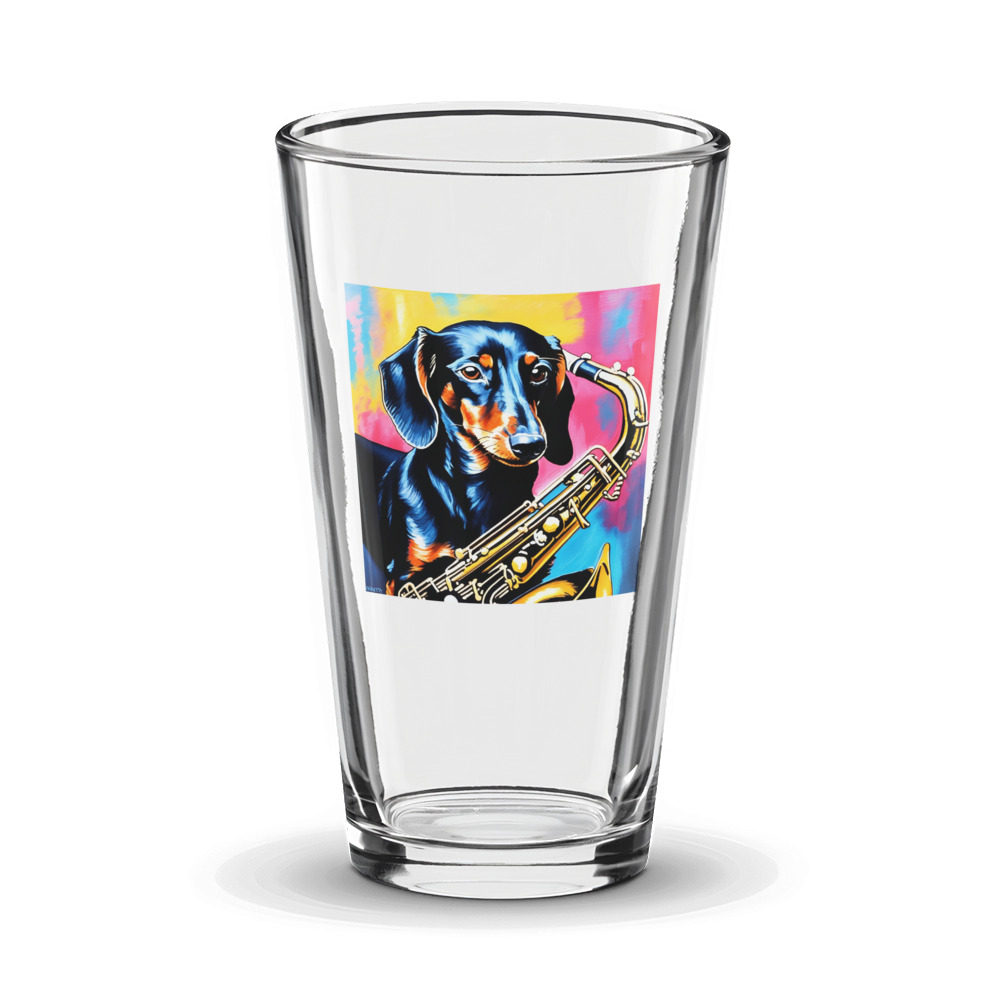 PugMug Custom Black Dachshund Glass Tumbler