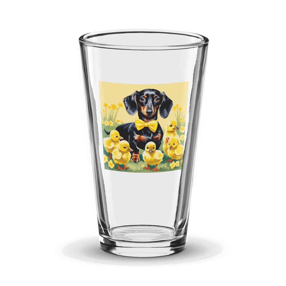 PugMug Custom Black Dachshund Glass Tumbler