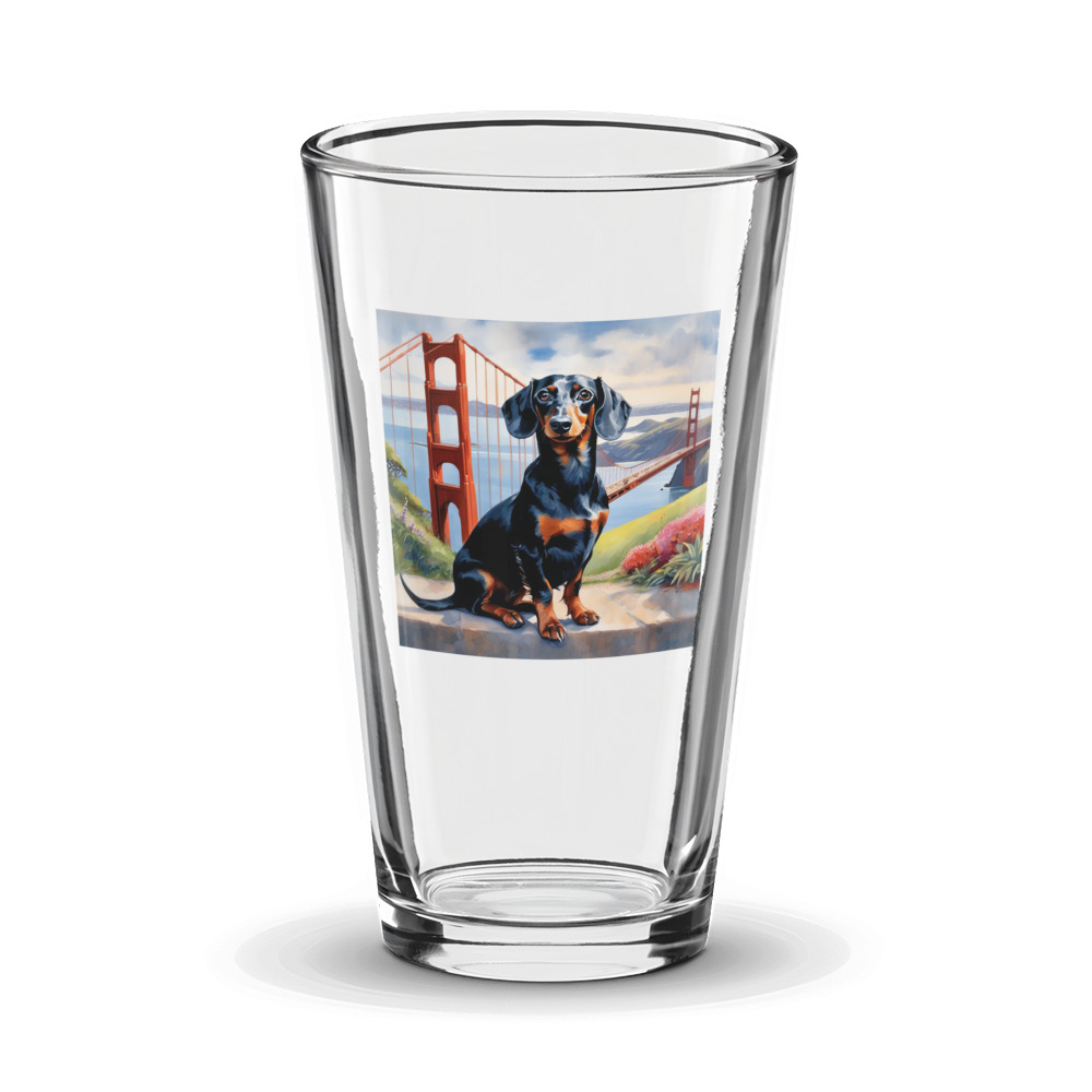 PugMug Custom Black Dachshund Glass Tumbler