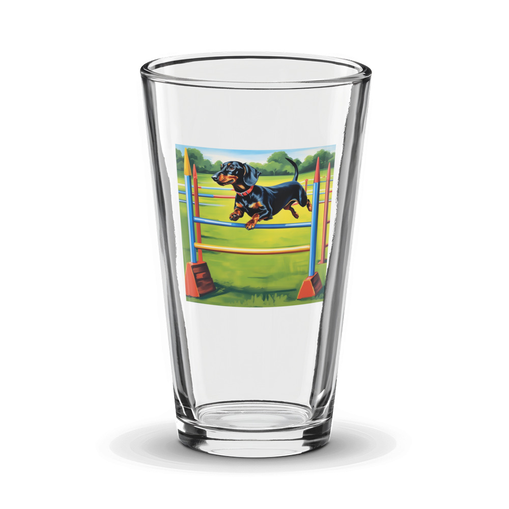PugMug Custom Black Dachshund Glass Tumbler