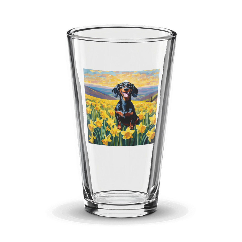 PugMug Custom Black Dachshund Glass Tumbler