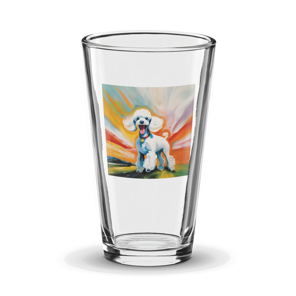 PugMug Custom White Poodle Glass Tumbler