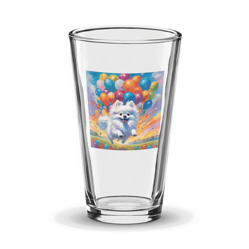 PugMug Custom White Pomeranian Glass Tumbler