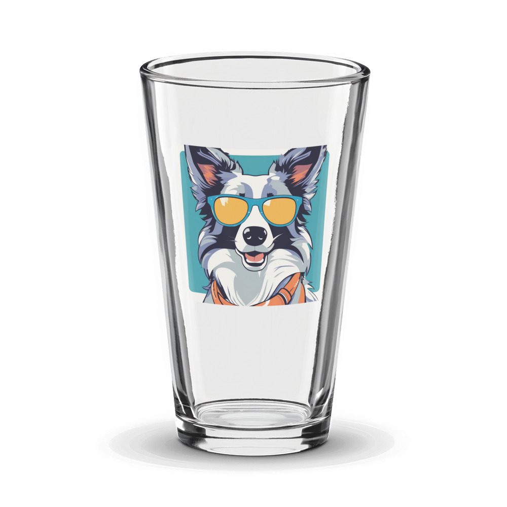 PugMug Custom Blue Merle Border Collie Glass Tumbler