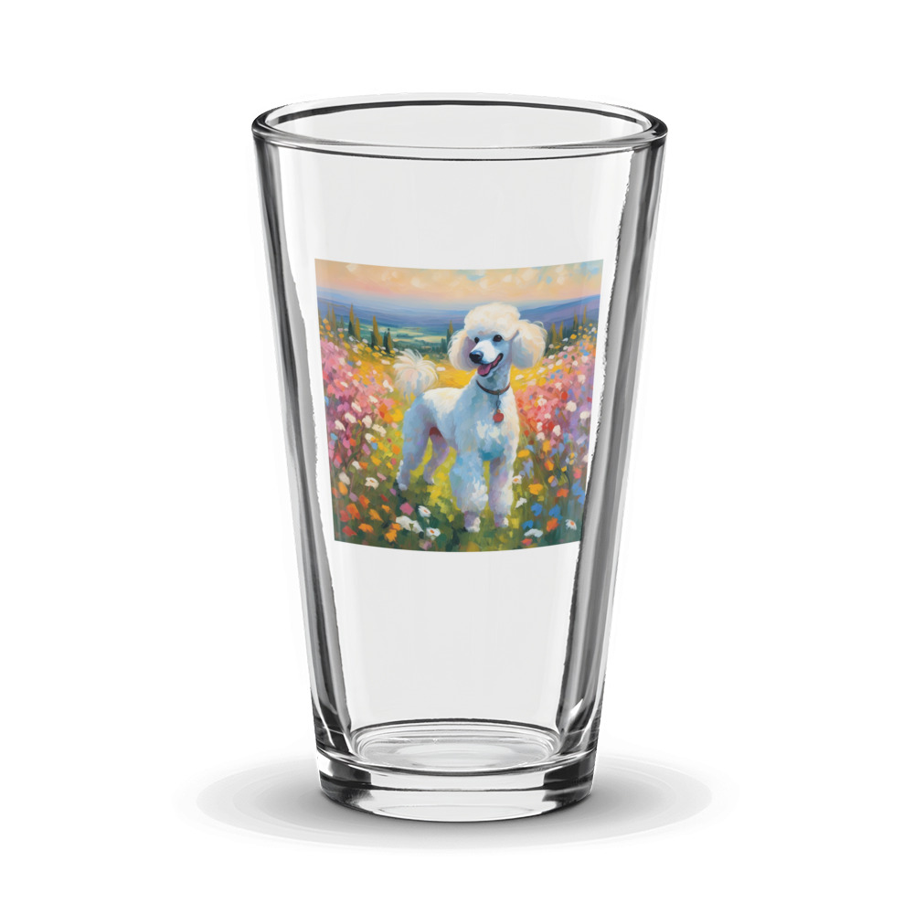 PugMug Custom White Poodle Glass Tumbler