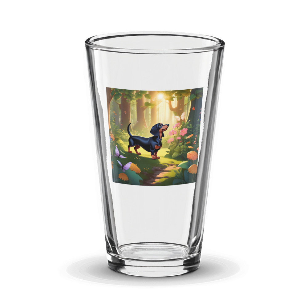 PugMug Custom Black Dachshund Glass Tumbler