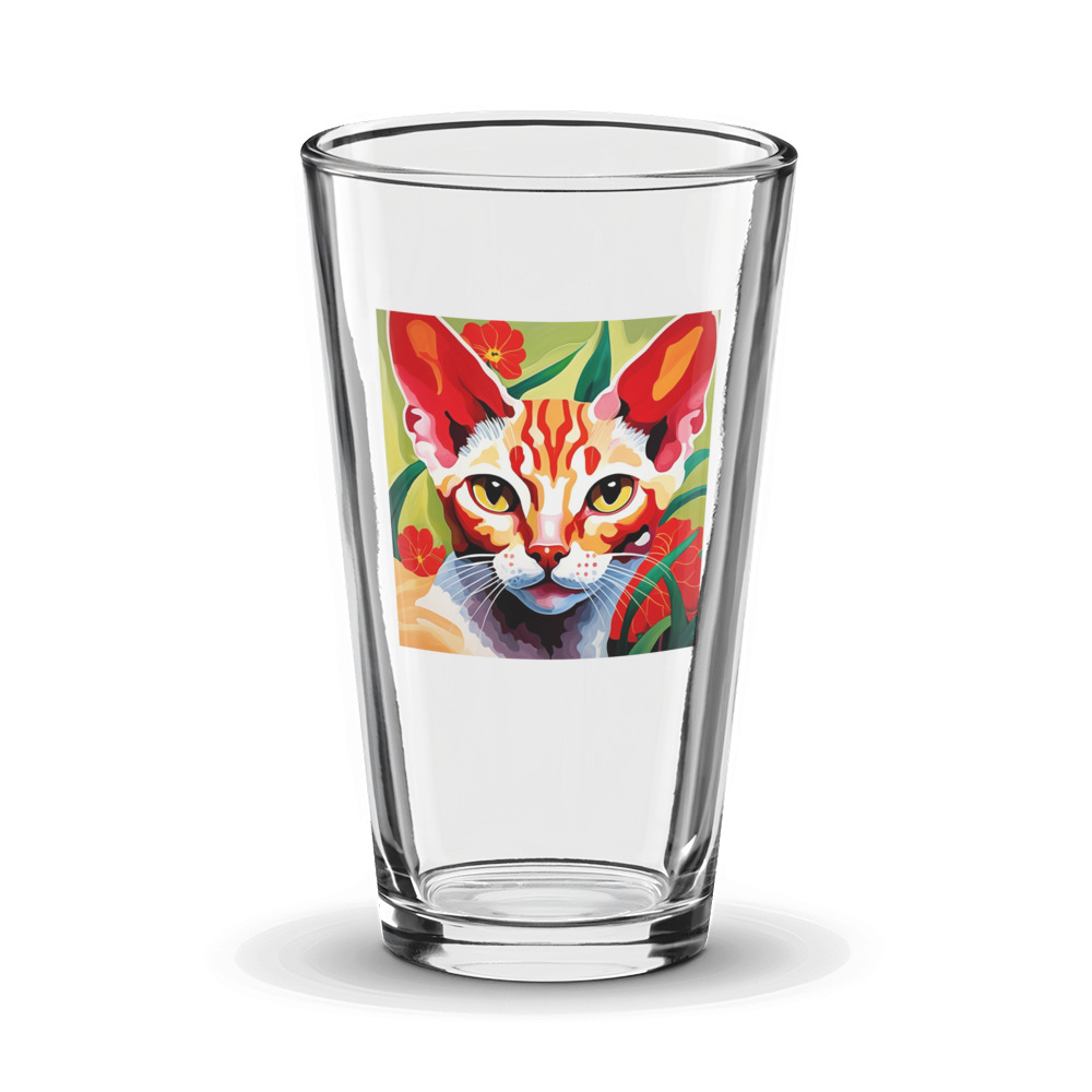 PugMug Custom Tabby Devon Rex Cat Glass Tumbler