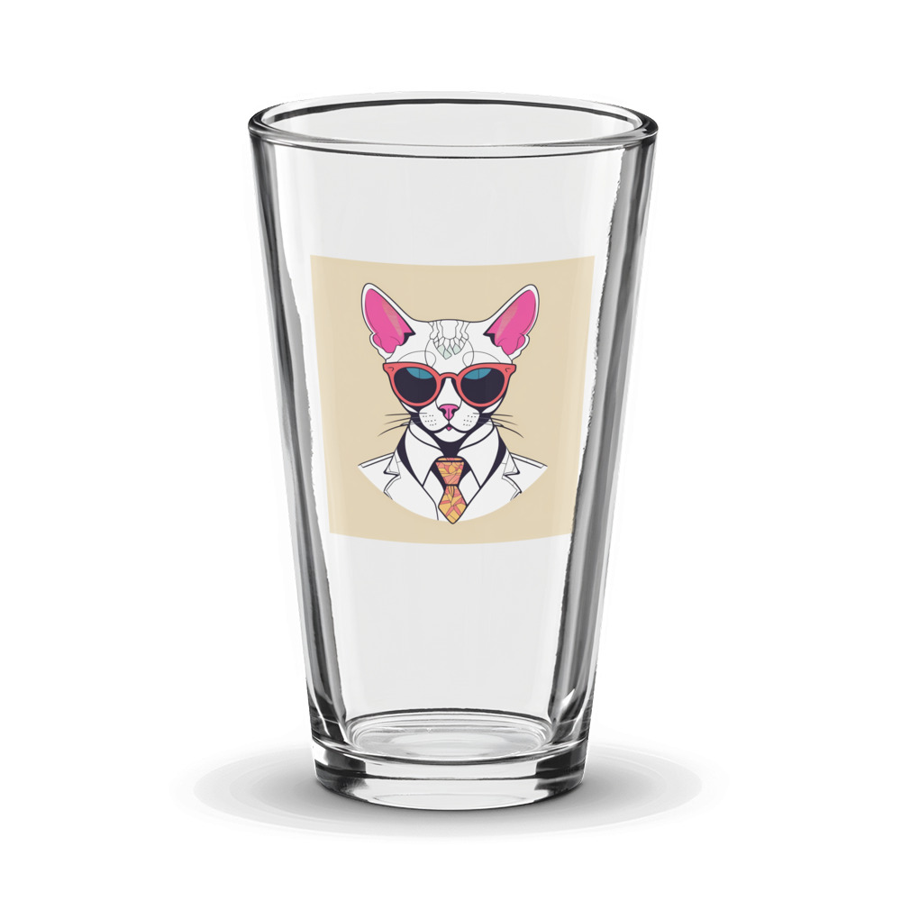PugMug Custom White Devon Rex Cat Glass Tumbler