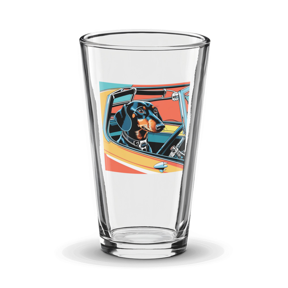 PugMug Custom Black Dachshund Glass Tumbler