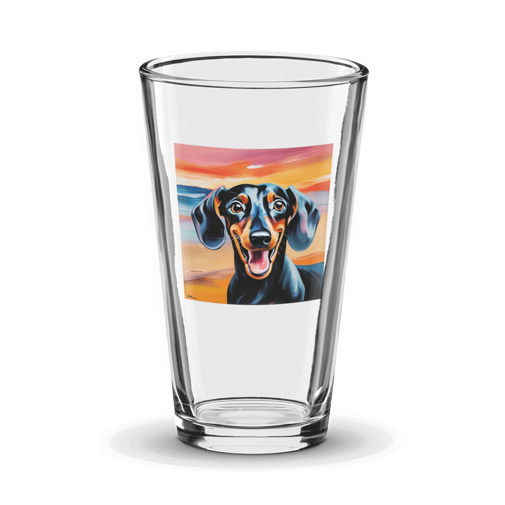 PugMug Custom Black Dachshund Glass Tumbler