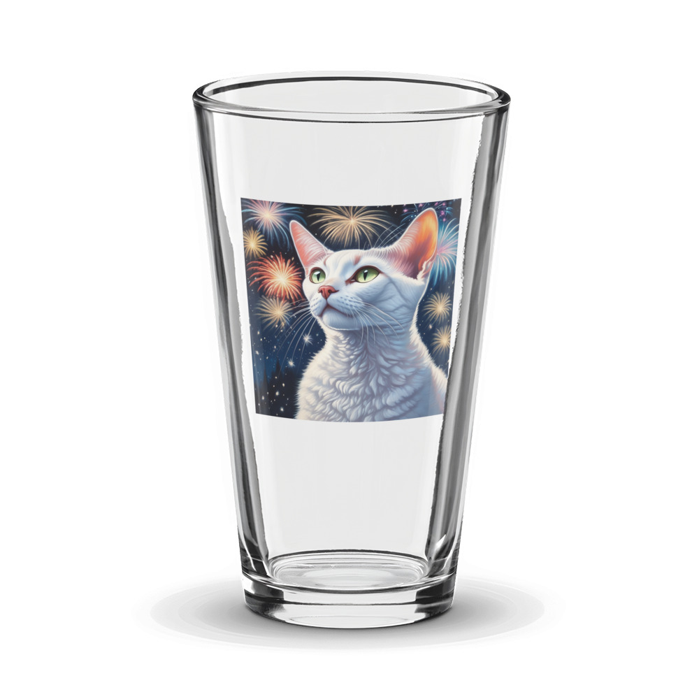 PugMug Custom White Devon Rex Cat Glass Tumbler