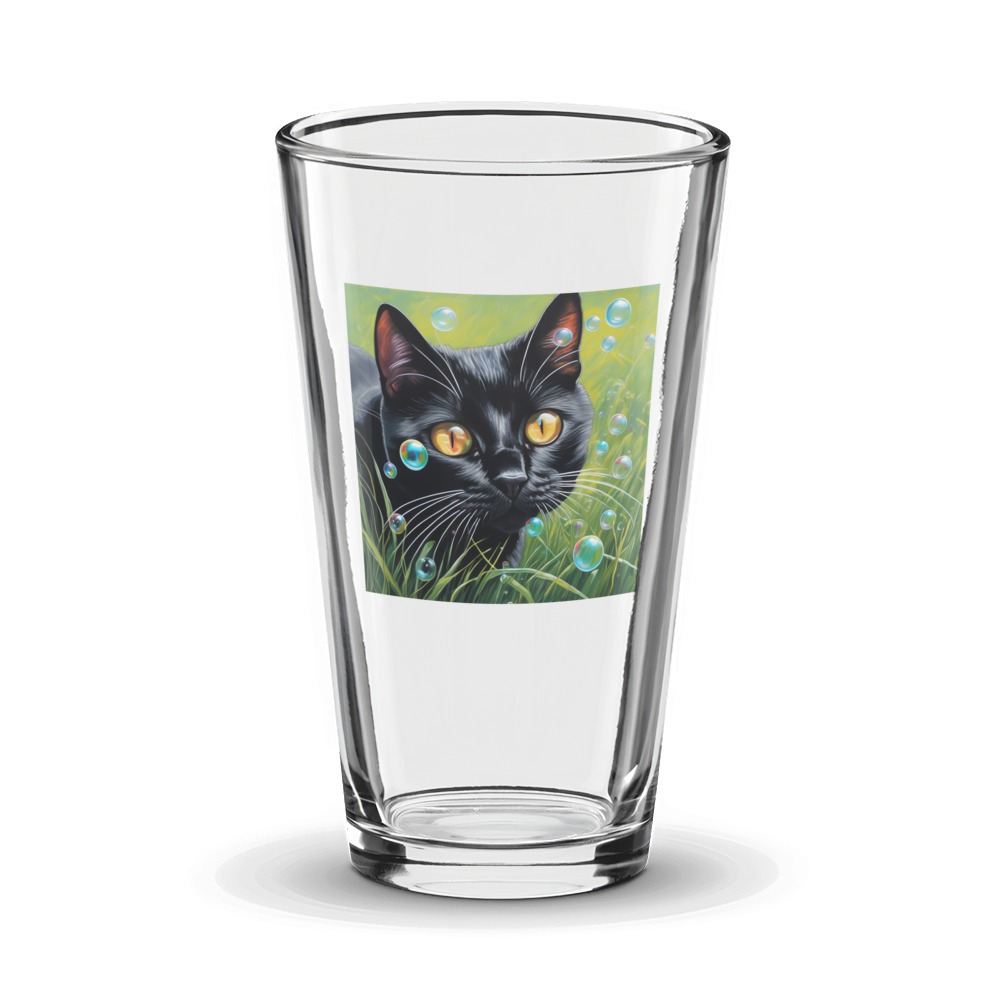 PugMug Custom Black American Shorthair Cat Glass Tumbler