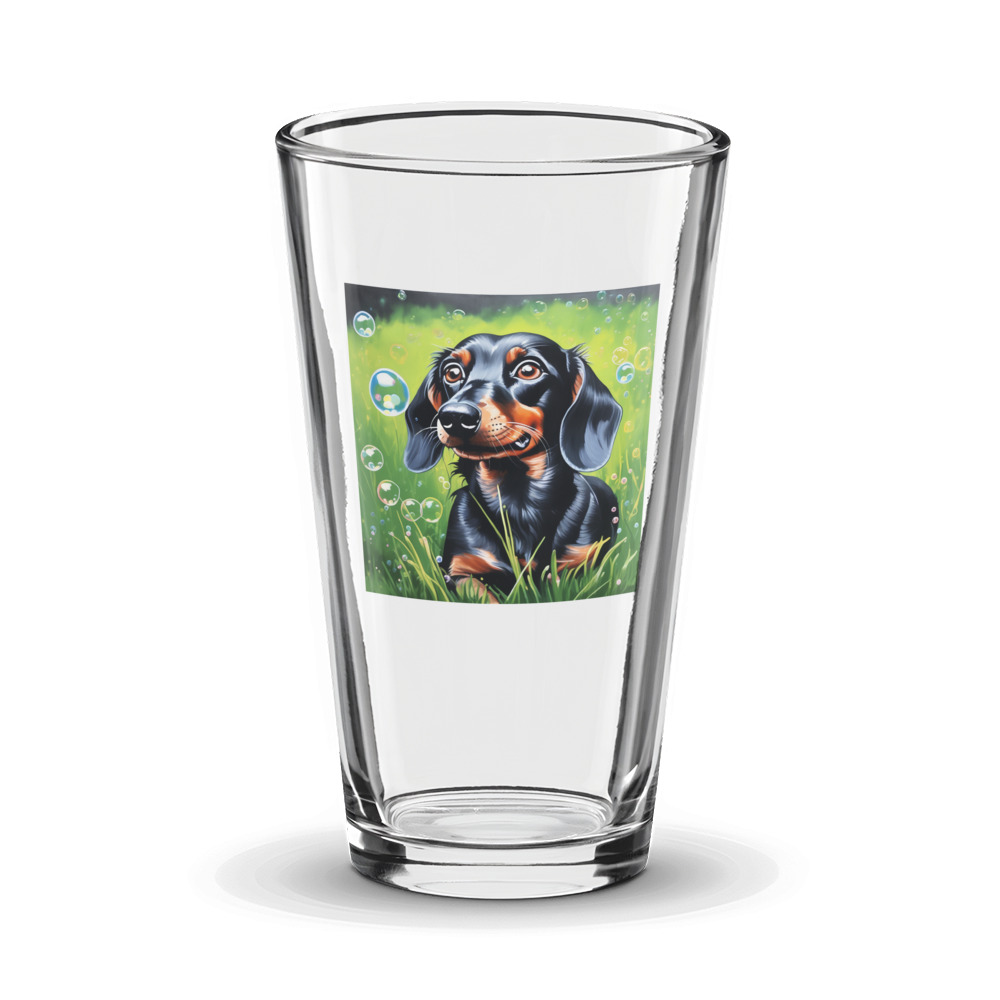 PugMug Custom Black Dachshund Glass Tumbler