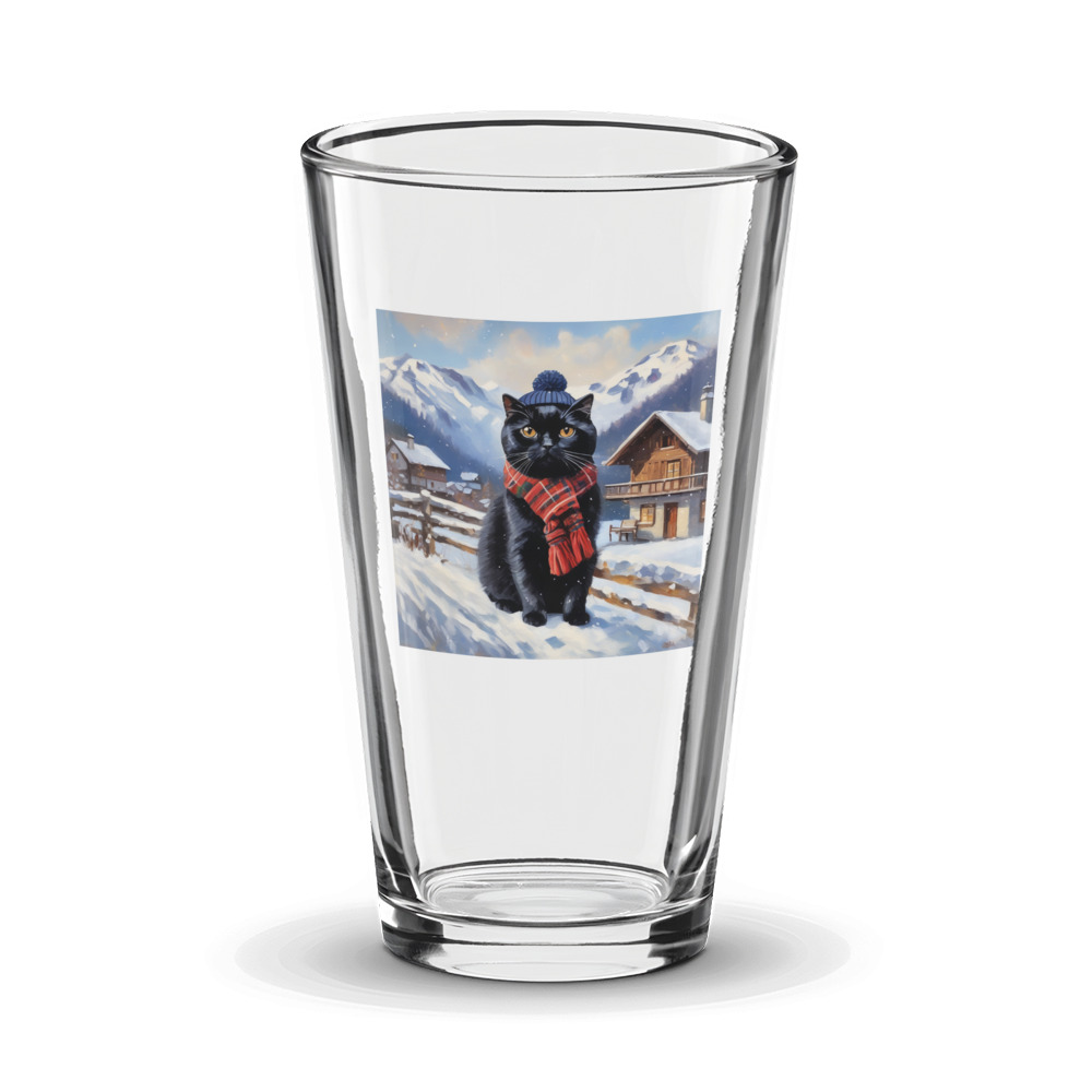 PugMug Custom Black Scottish Fold Cat Glass Tumbler