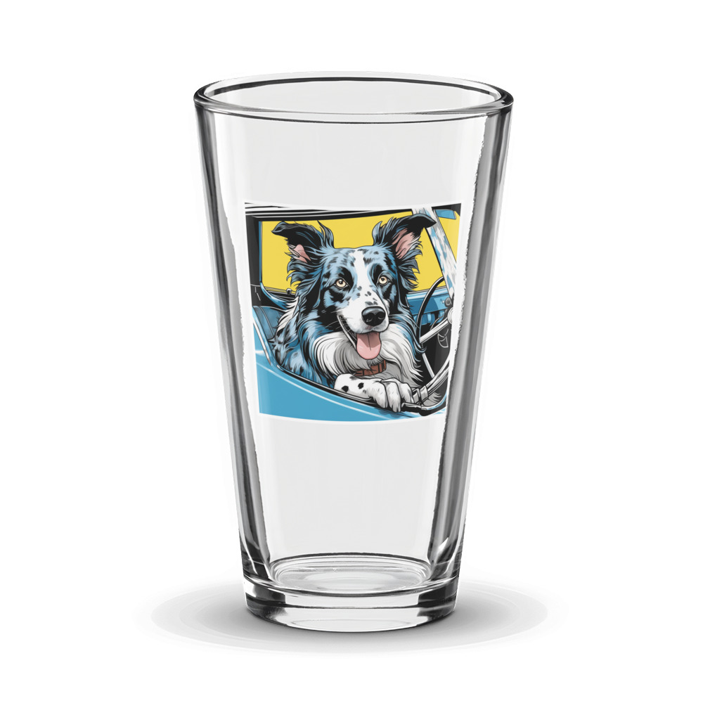 PugMug Custom Blue Merle Border Collie Glass Tumbler