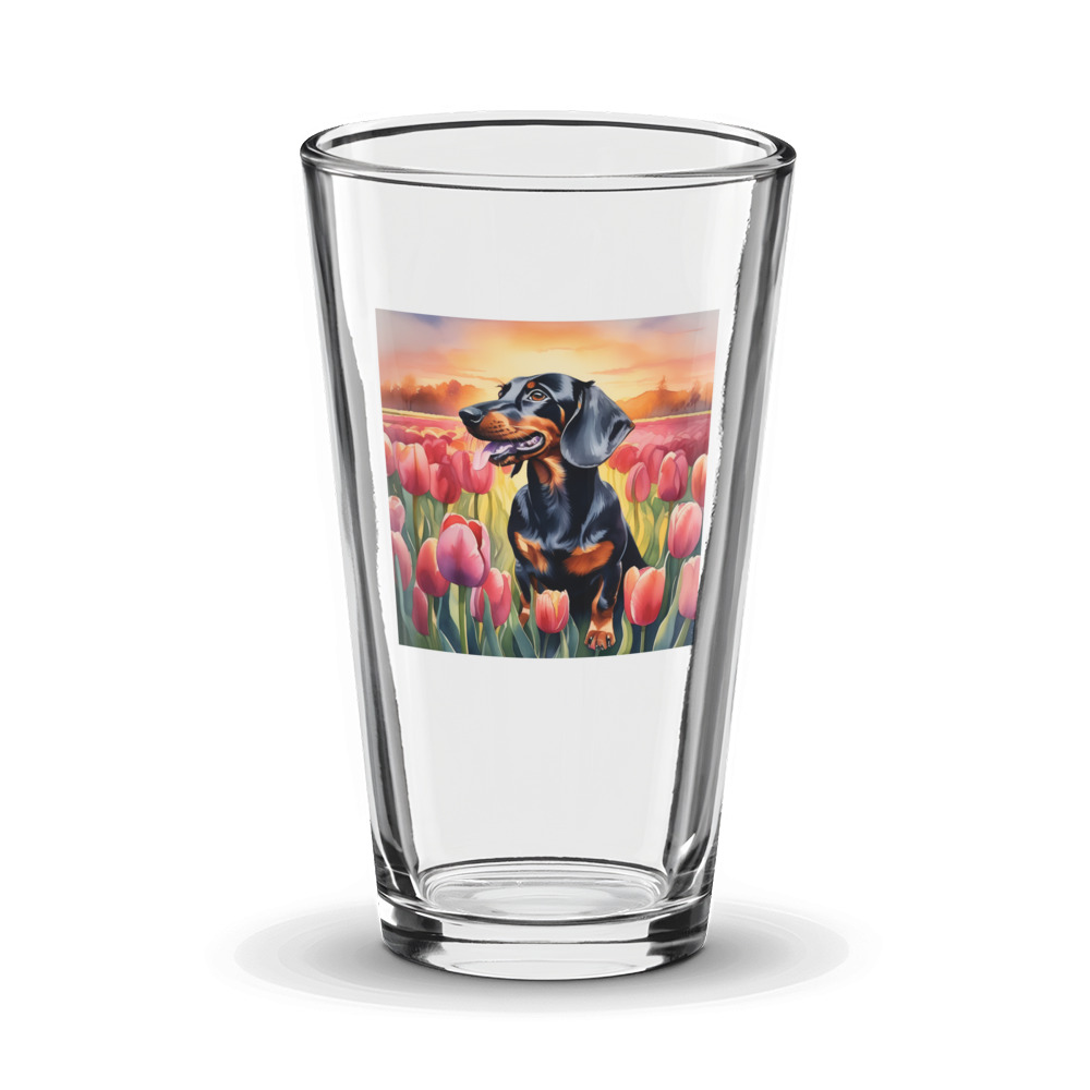 PugMug Custom Black Dachshund Glass Tumbler
