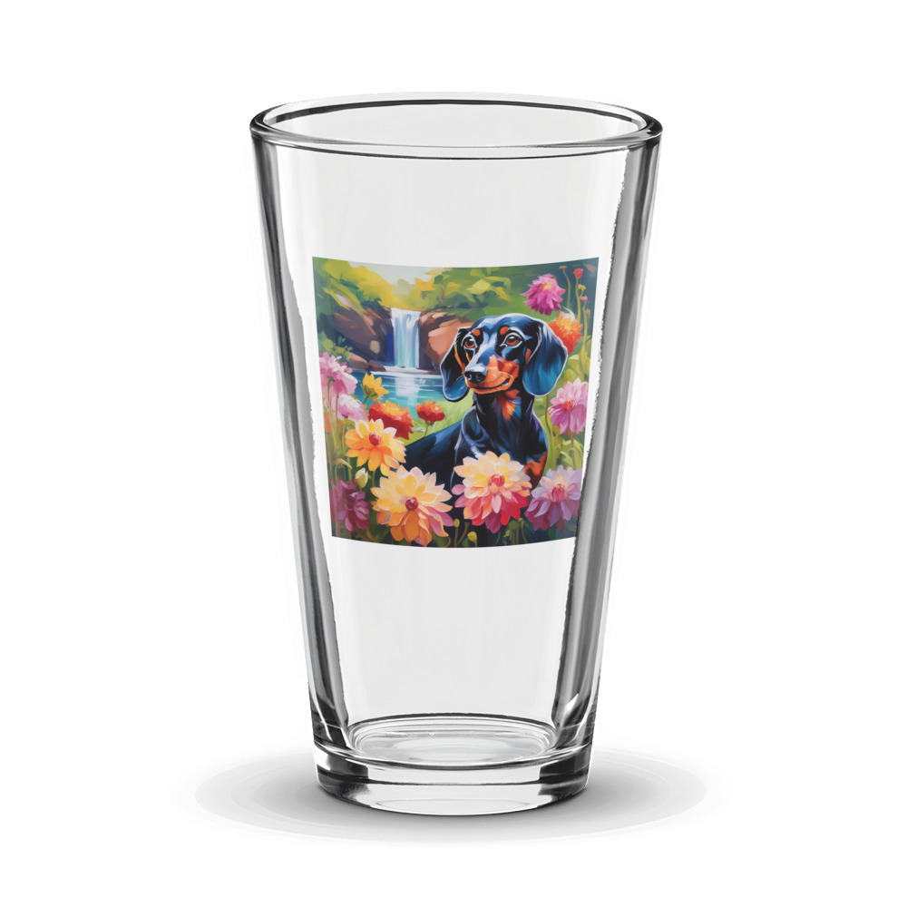 PugMug Custom Black Dachshund Glass Tumbler