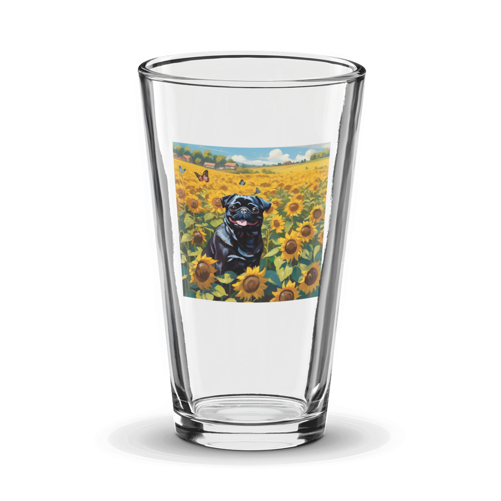PugMug Custom Black Pug Glass Tumbler