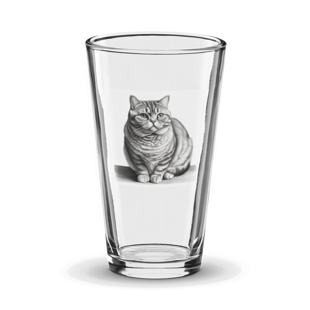 PugMug Custom Tabby British Shorthair Cat Glass Tumbler