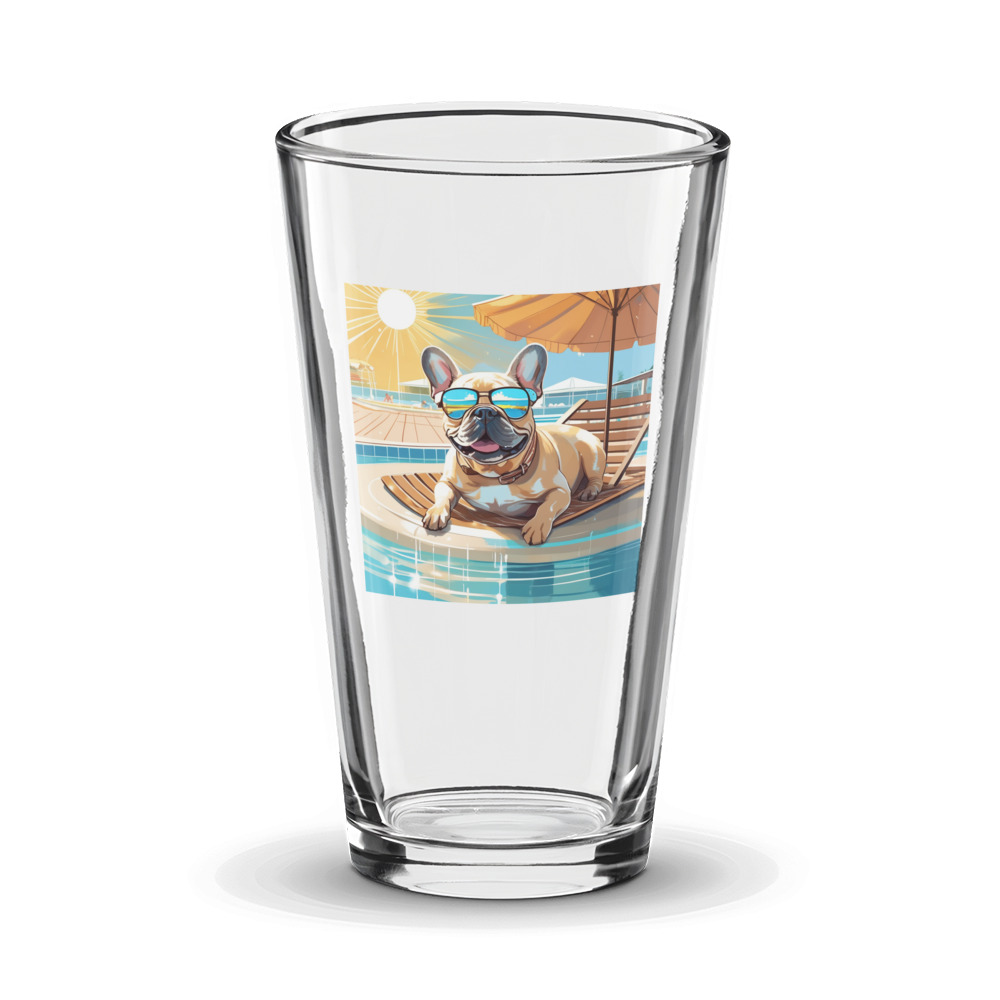 PugMug Custom Tan French Bulldog Glass Tumbler