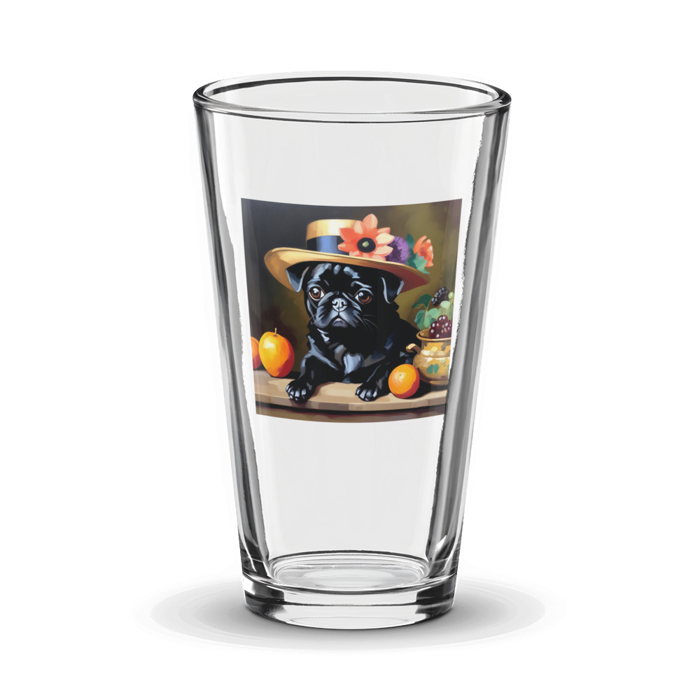 PugMug Custom Black Pug Glass Tumbler
