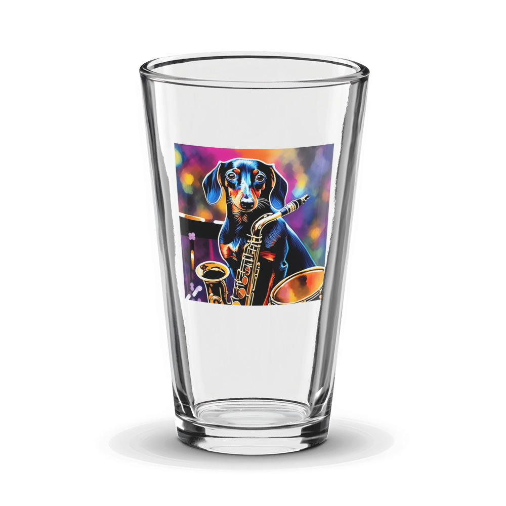 PugMug Custom Black Dachshund Glass Tumbler