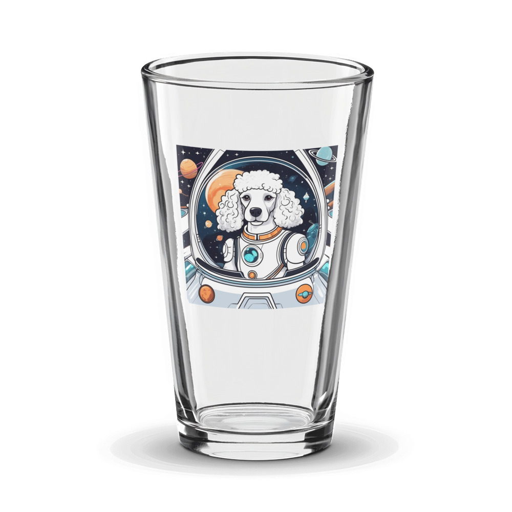 PugMug Custom White Poodle Glass Tumbler