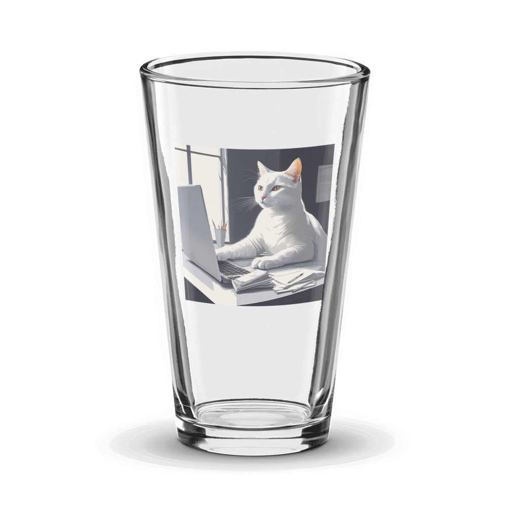 PugMug Custom White Companion Cat Glass Tumbler
