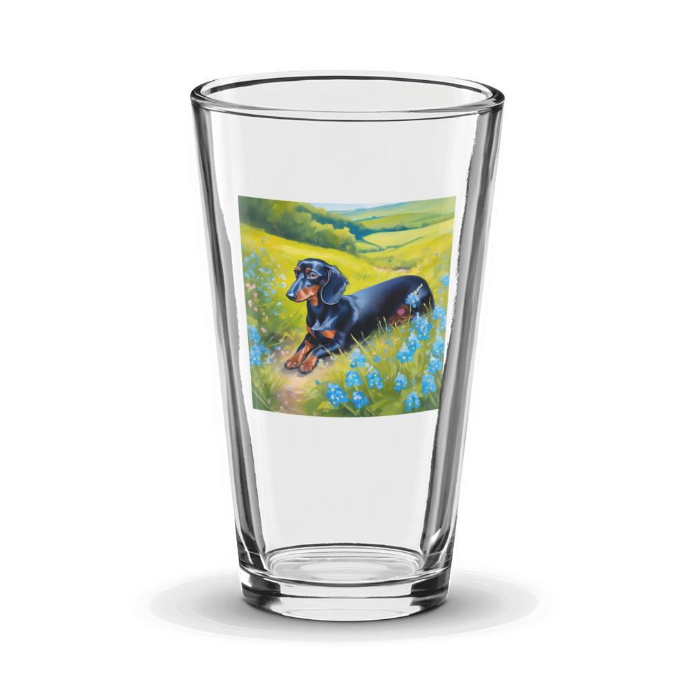 PugMug Custom Black Dachshund Glass Tumbler