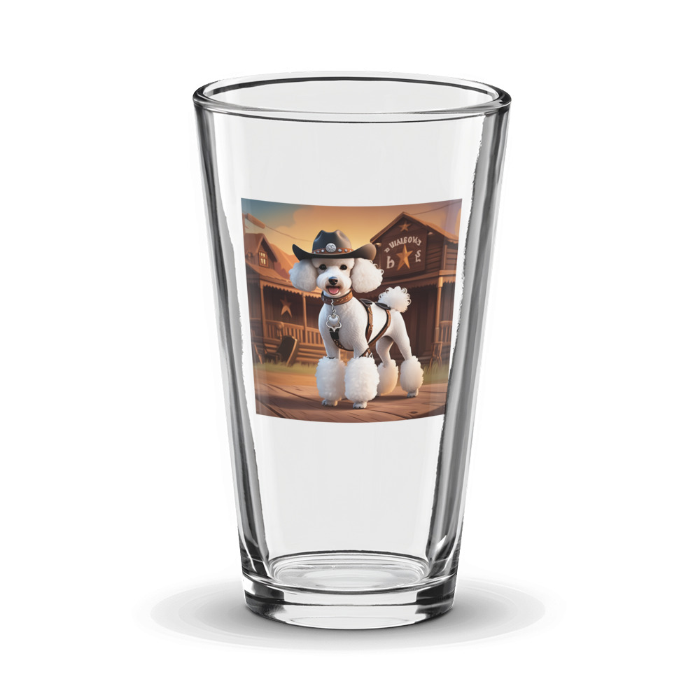 PugMug Custom White Poodle Glass Tumbler