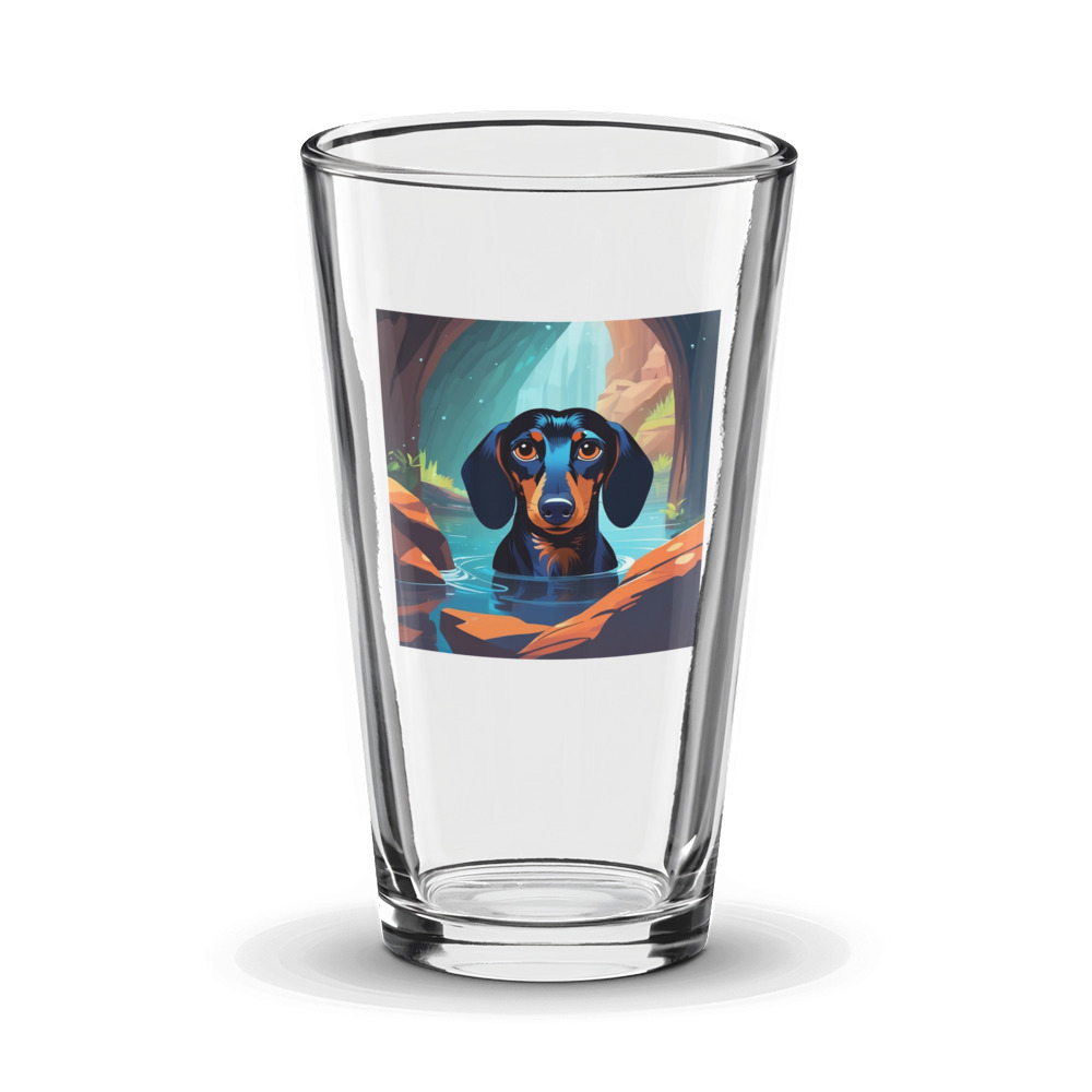 PugMug Custom Black Dachshund Glass Tumbler
