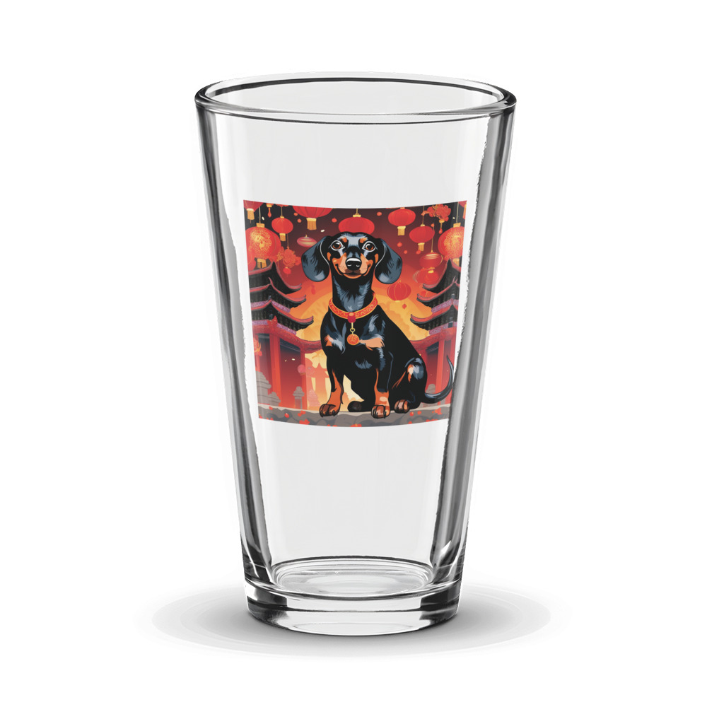 PugMug Custom Black Dachshund Glass Tumbler