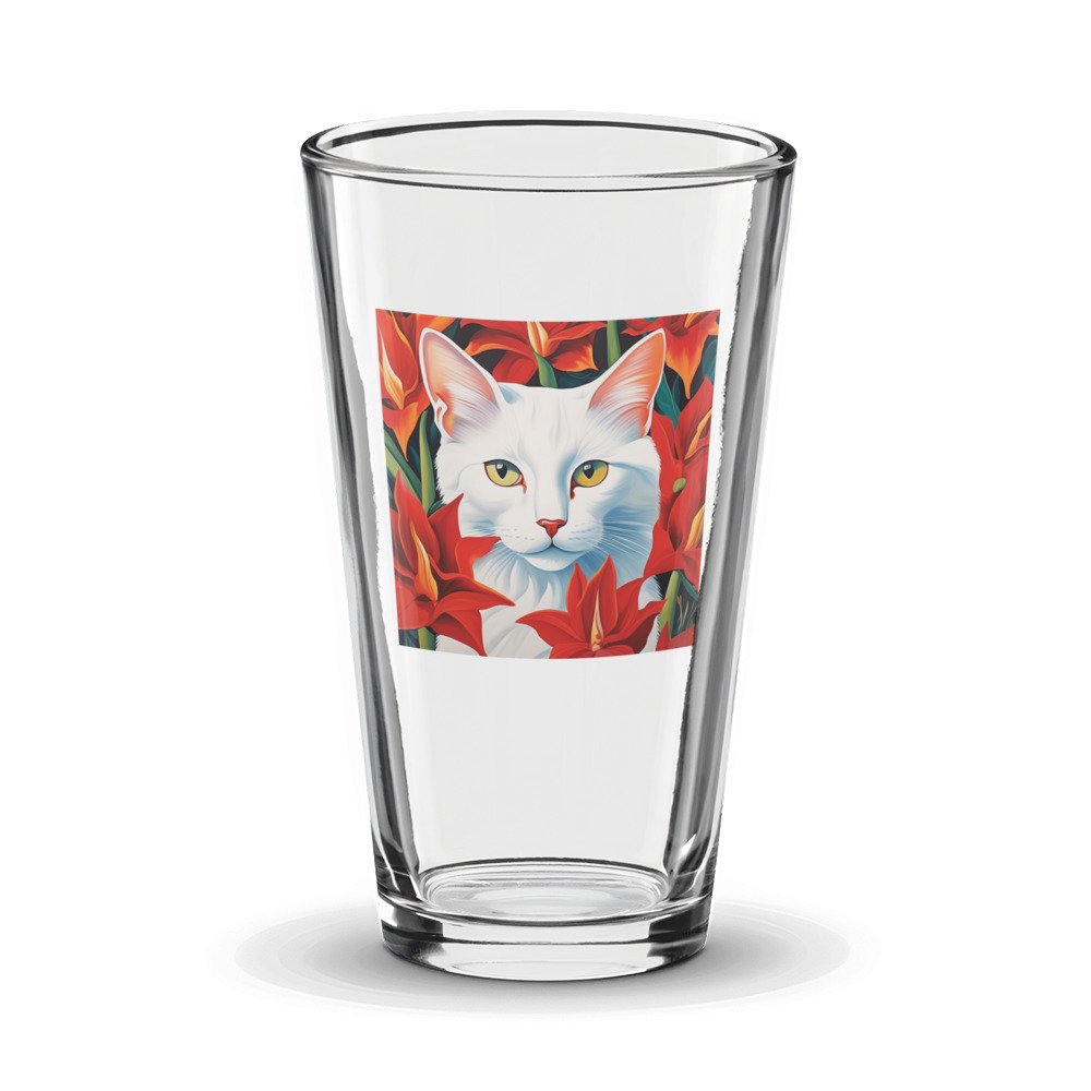 PugMug Custom White Companion Cat Glass Tumbler