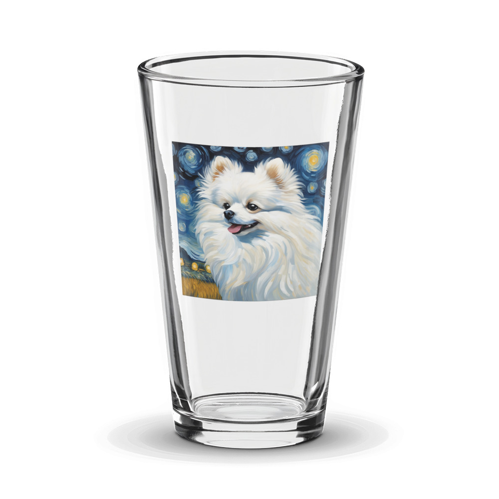 PugMug Custom White Pomeranian Glass Tumbler