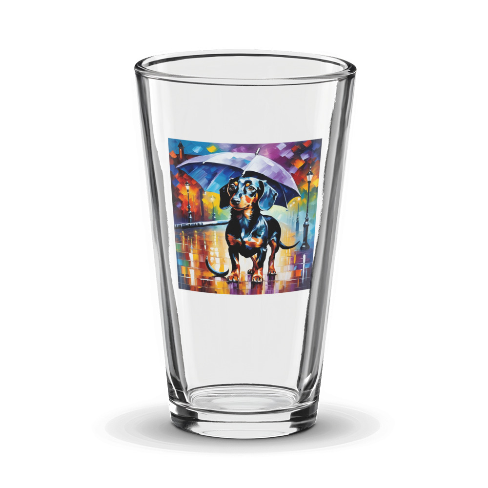 PugMug Custom Black Dachshund Glass Tumbler