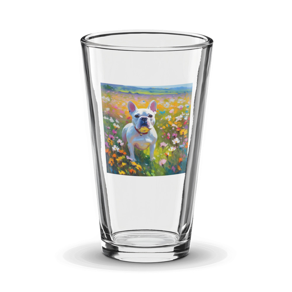 PugMug Custom White French Bulldog Glass Tumbler