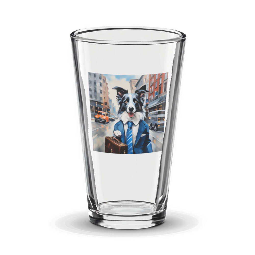 PugMug Custom Blue Merle Border Collie Glass Tumbler