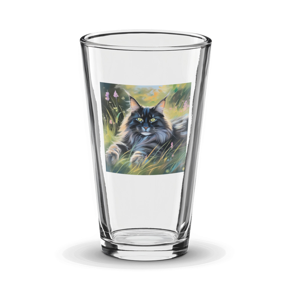 PugMug Custom Black Maine Coon Cat Glass Tumbler