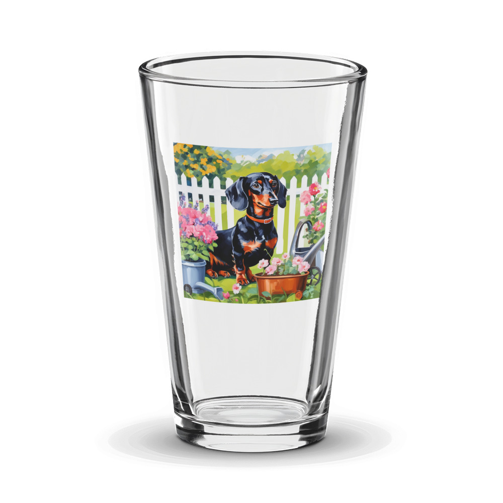 PugMug Custom Black Dachshund Glass Tumbler