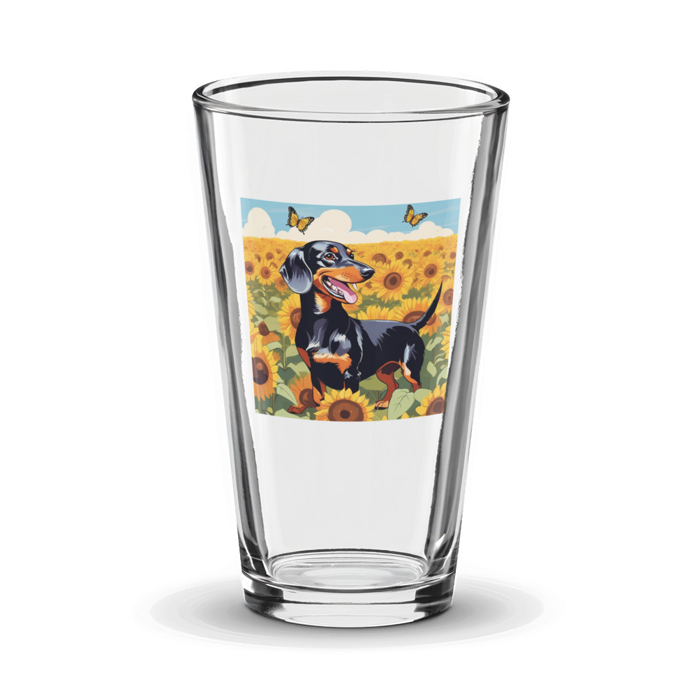 PugMug Custom Black Dachshund Glass Tumbler
