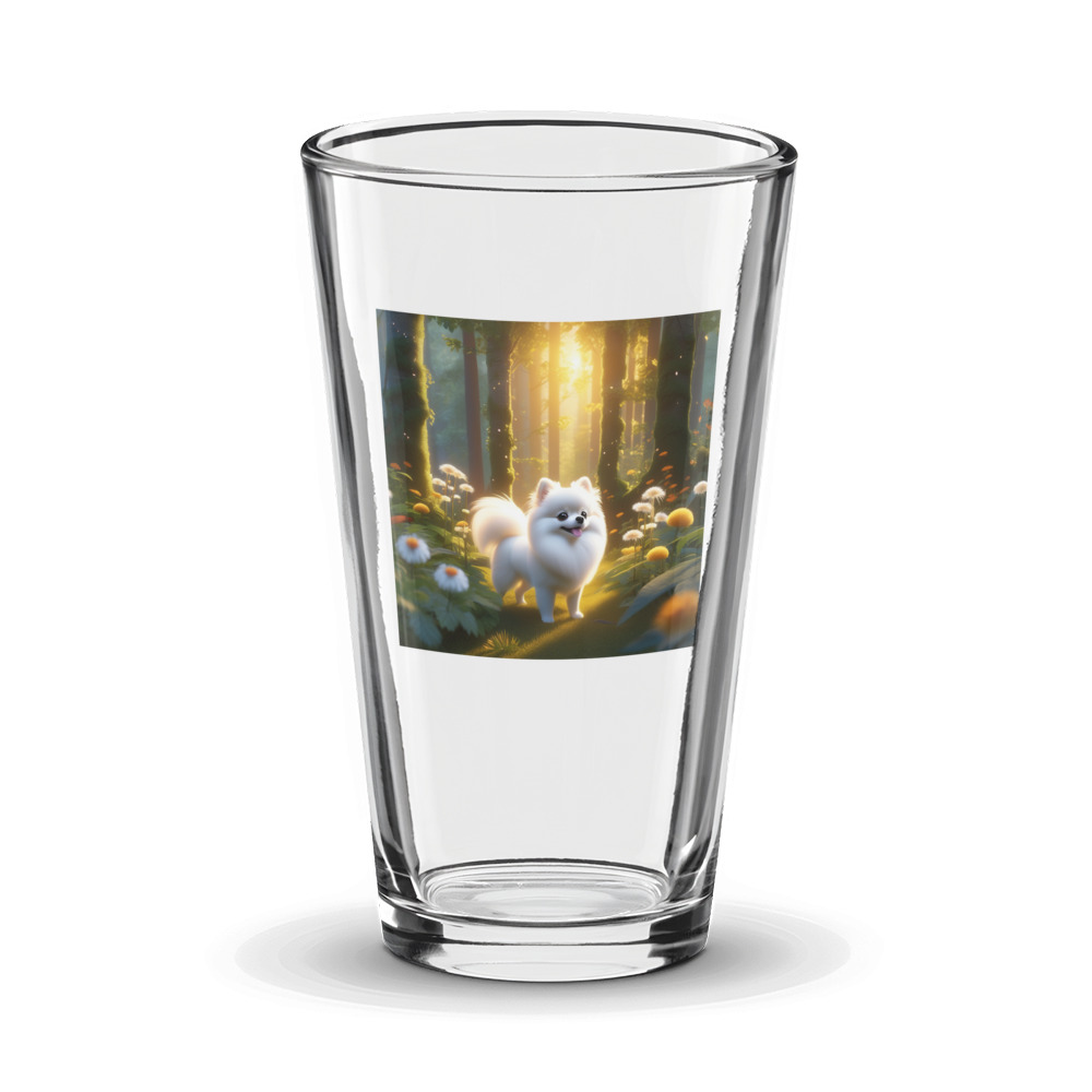 PugMug Custom White Pomeranian Glass Tumbler